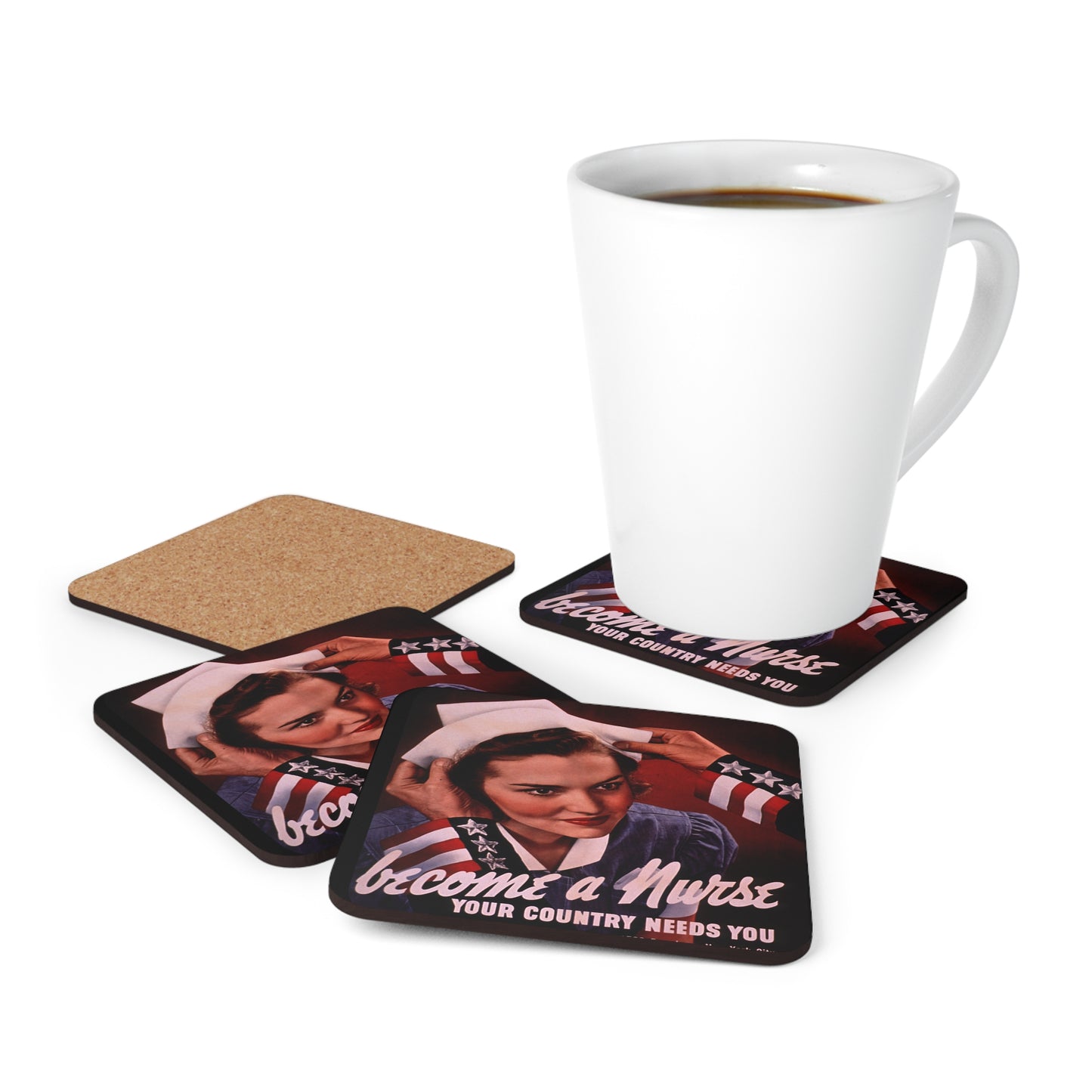 Become A Nurse - Your Country Needs You Corkwood Coaster Set