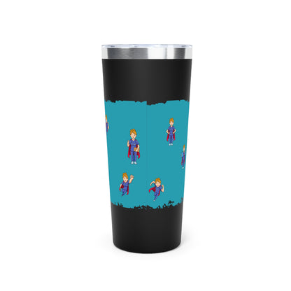 Black or white 22oz tumbler with teal center.  Feature graphics are the Aesculapius staff with the words "Nurse Power" and smaller flying nurse figures around the circumfranse. 