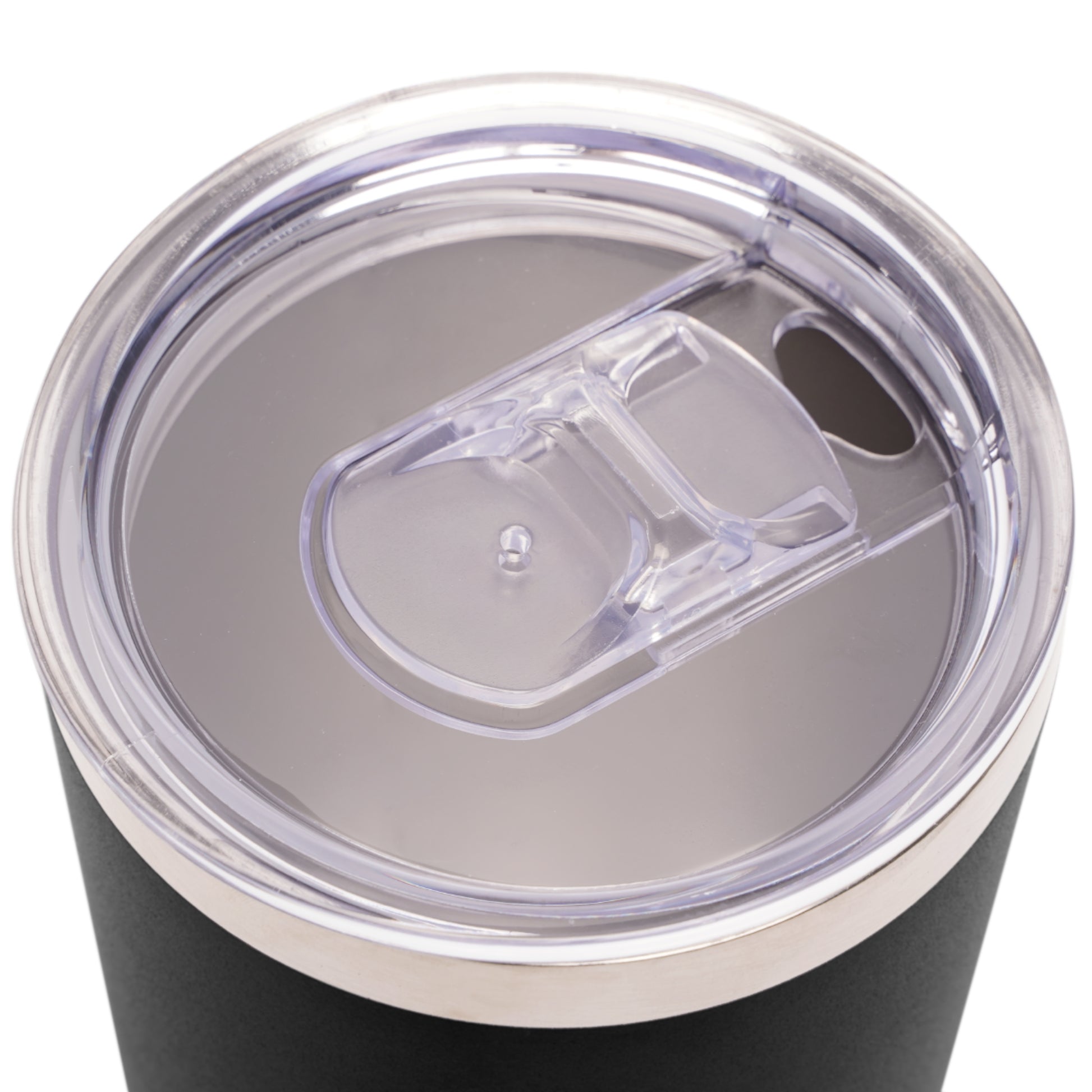 Close-up of the plastic lid of a 22oz. tumbler.