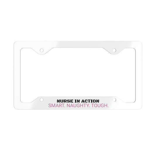 Nurse In Action_Metal License Plate Frame