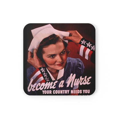 Become A Nurse - Your Country Needs You Corkwood Coaster Set