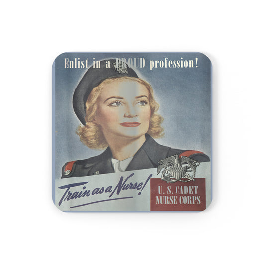 Vintage Train as A Nurse Corkwood Coaster Set